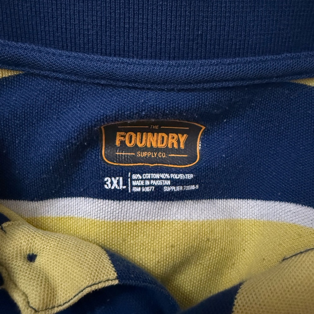 The Foundry Supply Co. Navy and Mustard Polo